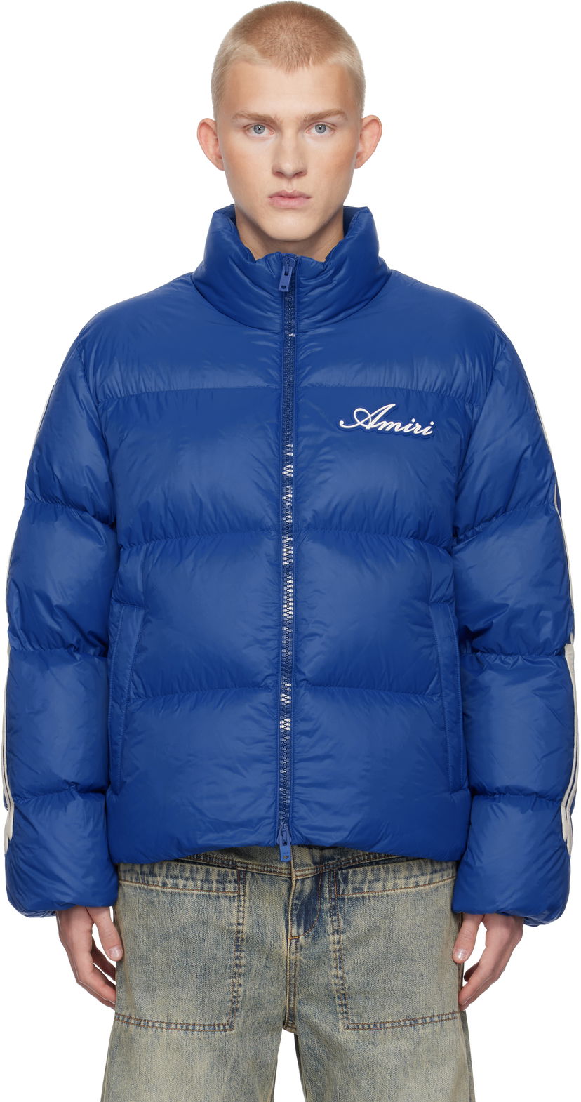 Puffer jakke AMIRI Bones Down Jacket Blå | AMOUDW1008