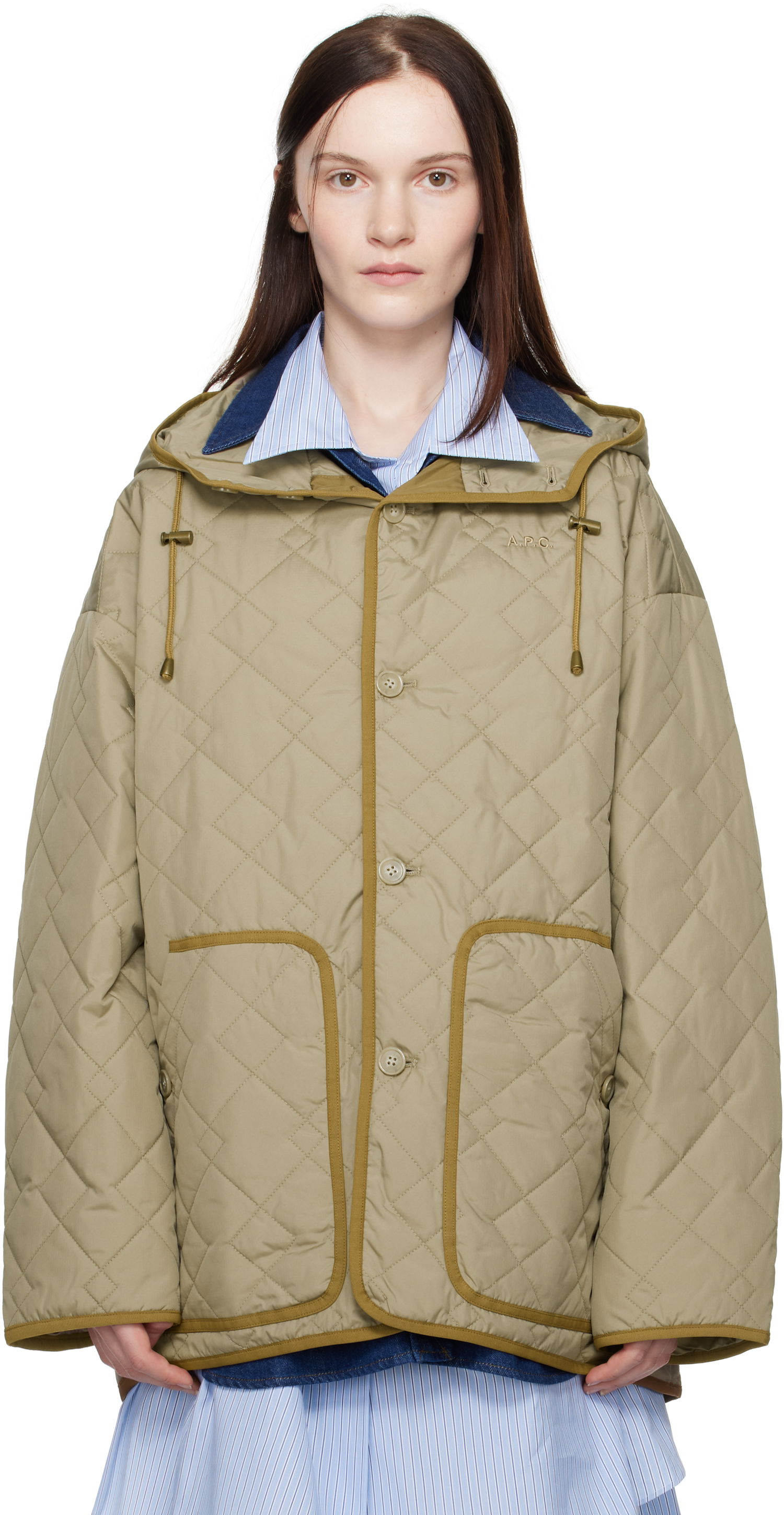 Puffer jakke A.P.C. Hooded Quilted Jacket Grøn | PSAKJ-M32005, 0