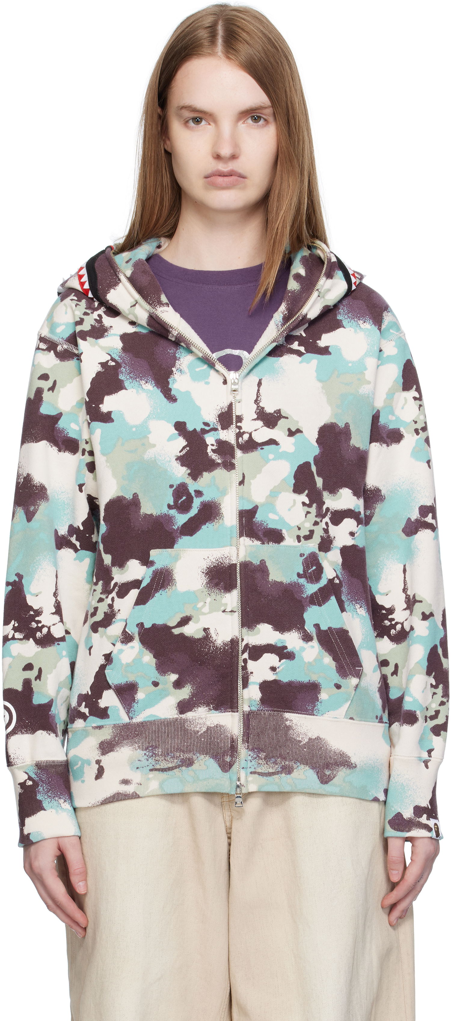 Sweatshirt BAPE A Bathing Ape Map Camo Shark Full Zip Hoodie Flerfarvet | 001ZPL302001L, 0
