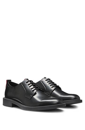 Tilbehør BOSS Derby Leather Shoes with Logo Detail Sort | 50548654, 0