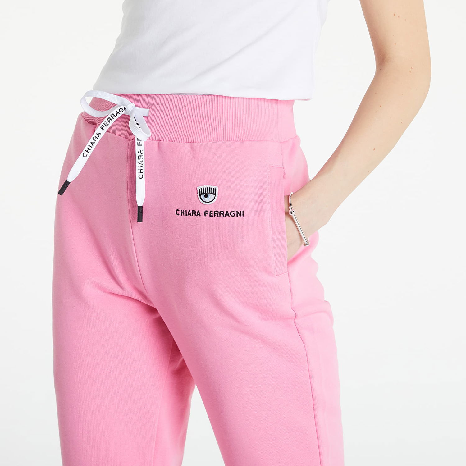 Joggingbukser Chiara Ferragni Light Diagonal Fleece Trousers Lyserød | 72CBAT07CFT03414, 1