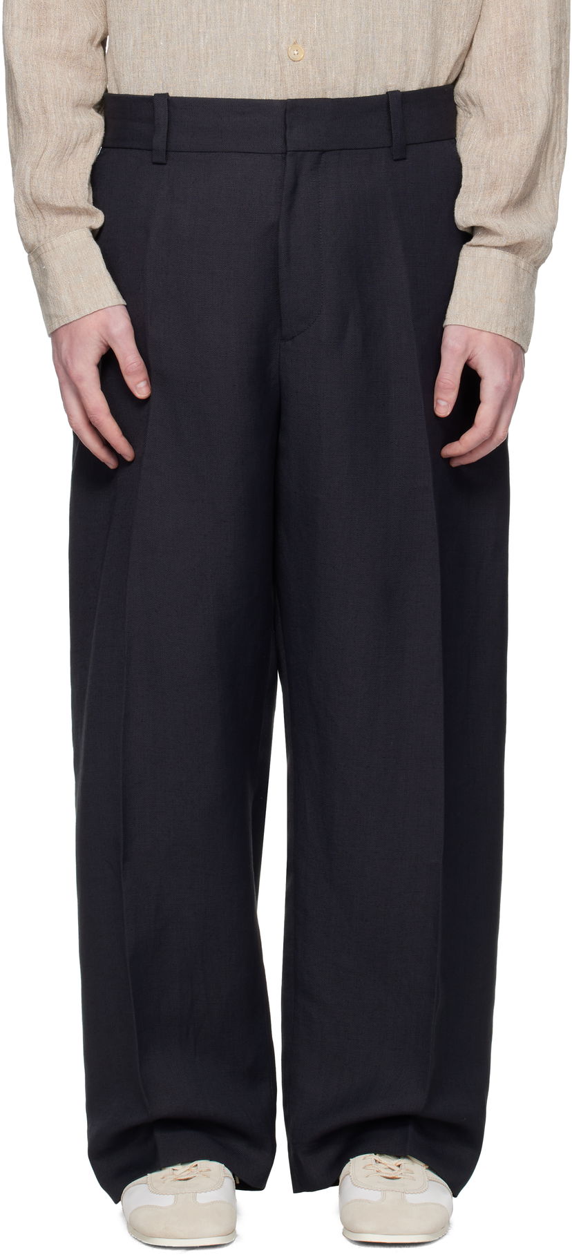 Bukser Studio Nicholson Studio Nicholson Fume Wide-Leg Trousers Mørkeblå | FUME SNM - 1377