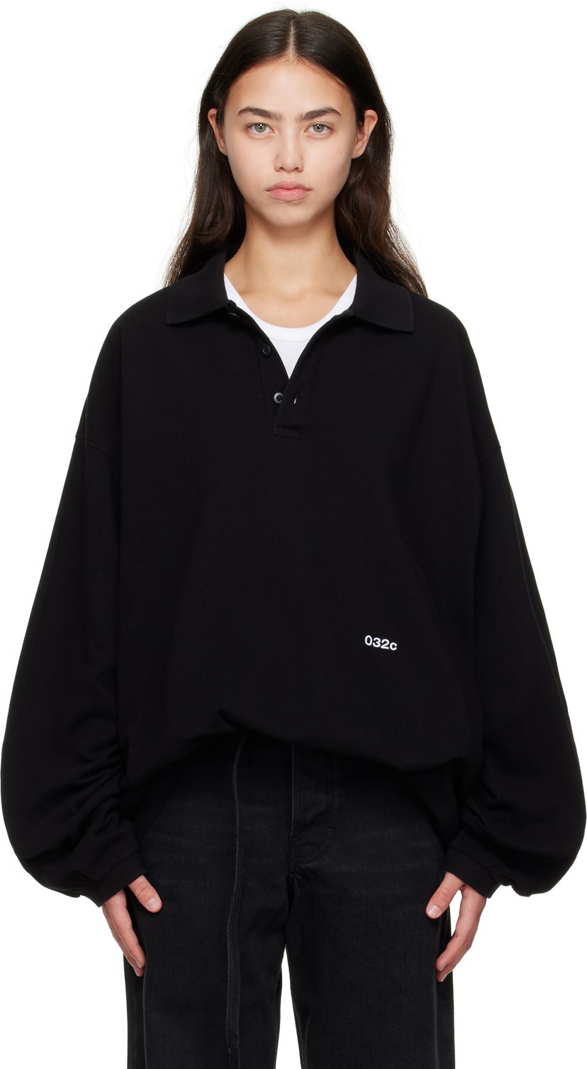 Polo skjorte 032C Speed Devil Long Sleeve Polo Sort | F25-URC-0479-050-W