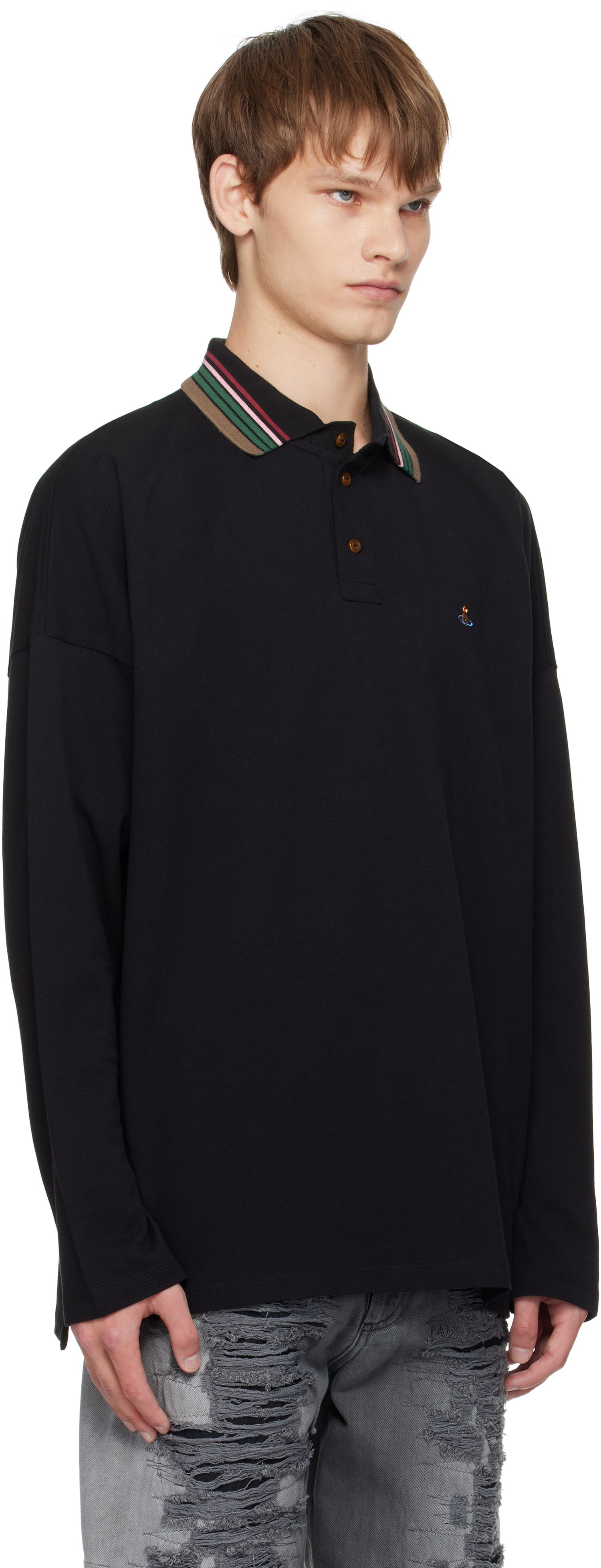 Polo skjorte Vivienne Westwood Vivienne Westwood Oversized Long Sleeve Polo Sort | 2H01000Q-J0009-, 1