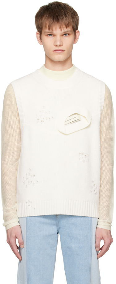Sweater Feng Chen Wang Feng Chen Wang Distressed Vest Hvid | FUS15KT06, 0