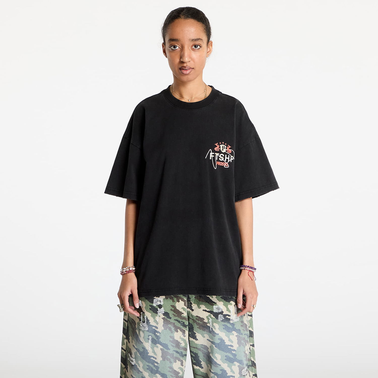 T-shirt Footshop Prosto x Crest Black T-Shirt Sort | FTSHP_416, 1