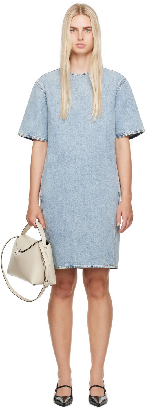 Kjole TOTEME TOTEME Trapeze Denim Midi Dress Blå | 243-WRD0123-FB0045