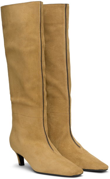 Tøj TOTEME TOTEME Wide Shaft Suede Knee-High Boots Beige | 243-WAS3114-LE0003, 3