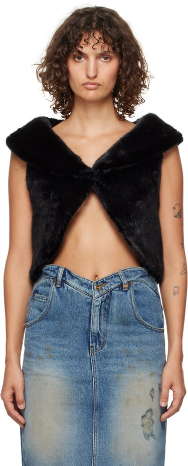 Vest We11done We11done Cropped Faux-Fur Vest Sort | WD-F93-24-026-W-BK, 0