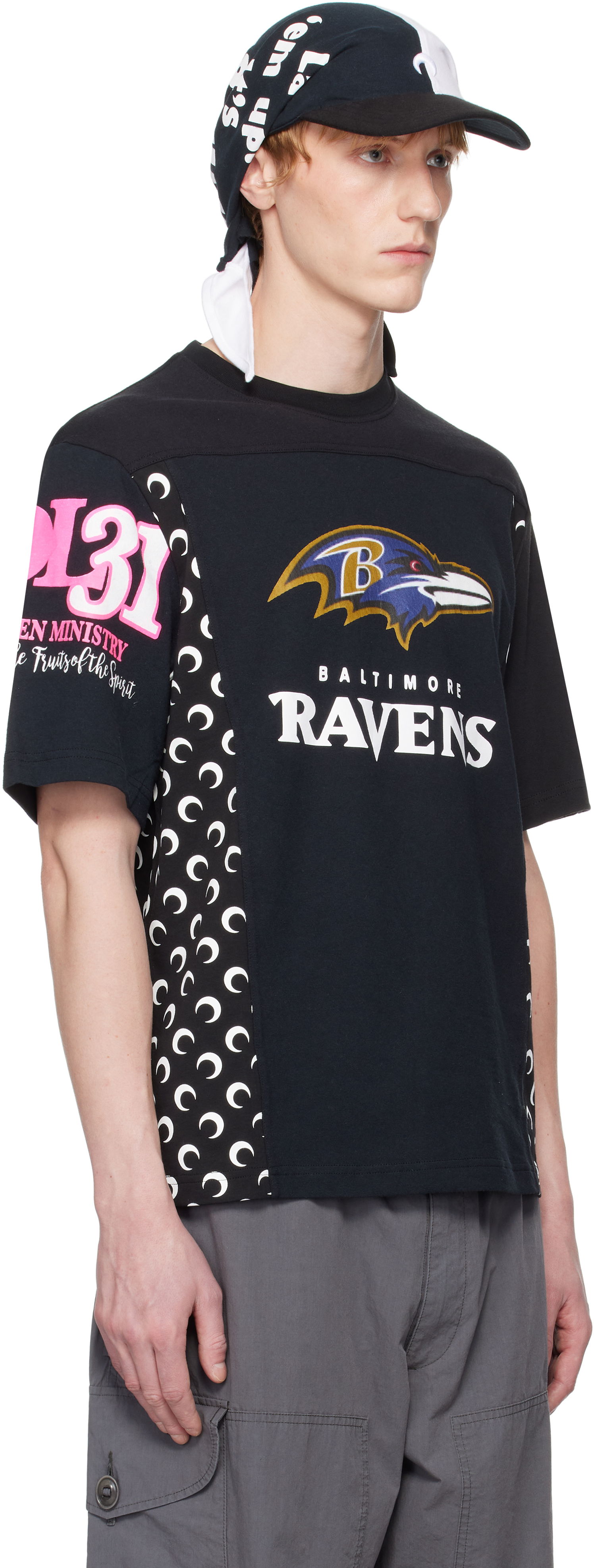 T-shirt Marine Serre Marine Serre Ravens Graphic T-Shirt Sort | MTT093A UJER0003, 1