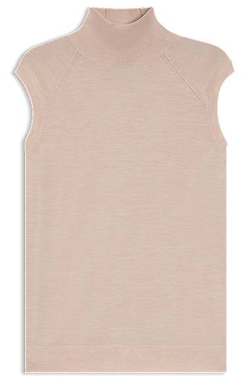 Tanktop BOSS Merino Wool High-Neck Sleeveless Top Lyserød | 50544998
