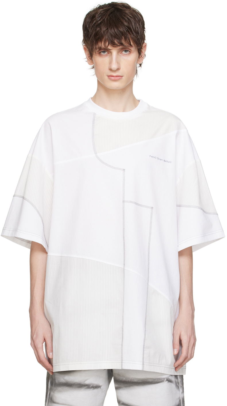 T-shirt Feng Chen Wang Feng Chen Wang Paneled T-Shirt Hvid | FMS17TS05