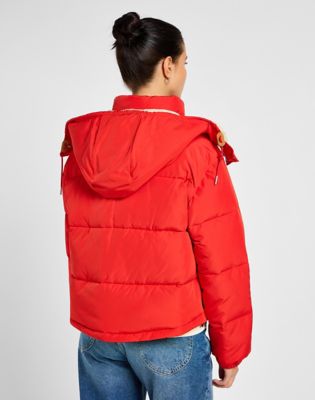 Puffer jakke Lee Hooded Short Puffer Jacket Rød | 112355190