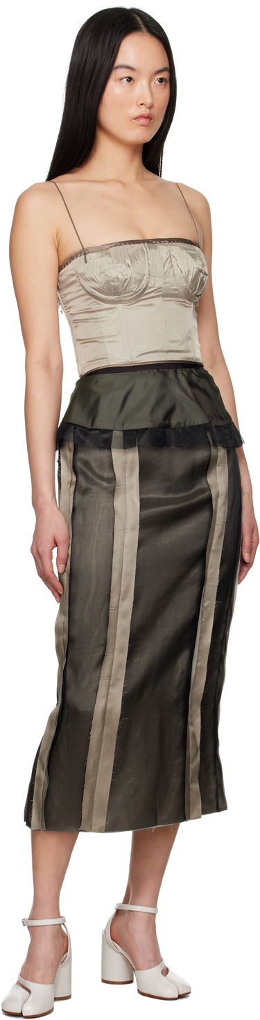 Nederdel Maison Margiela Maison Margiela Silk Midi Dress with Peplum Grøn | S51DD0025 MTN057, 3