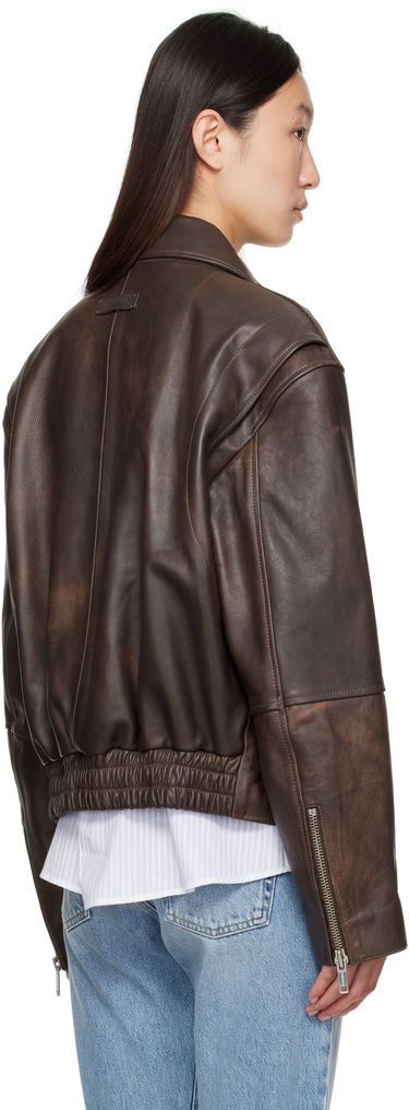 Jakke CALVIN KLEIN Calvin Klein Distressed Leather Biker Jacket Brun | 81B530G, 2