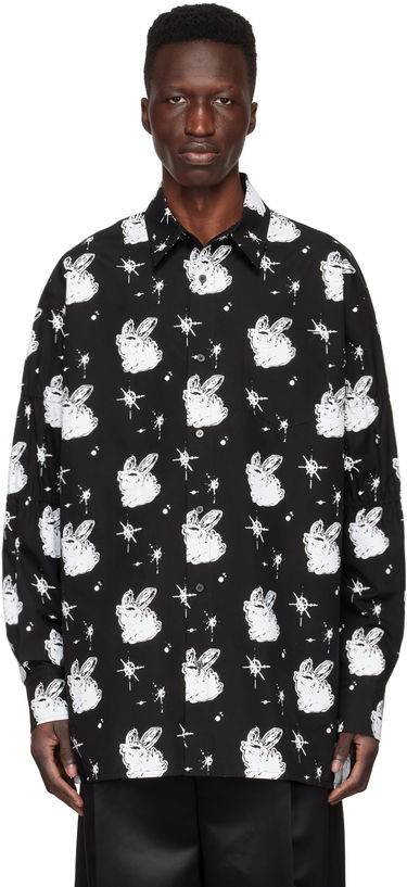 Skjorte We11done We11done Cotton Poplin Space Bunny Print Shirt Sort | WD-BL1-22-142-M-BK, 0