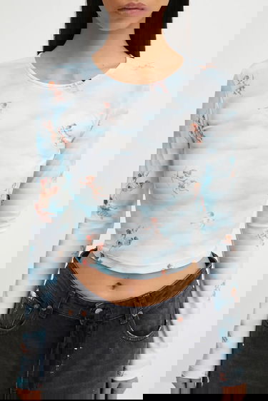 Crop top Fiorucci Beatitudo Print Long Sleeve Crop Flerfarvet | W25FWTLO003LY01BL02, 3