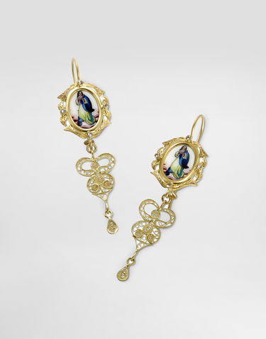Øreringe Dolce & Gabbana Dolce & Gabbana Sicily Drop Earrings with Religious Figure and Filigree Design Gul | WEDD1GW0001ZOO00, 3