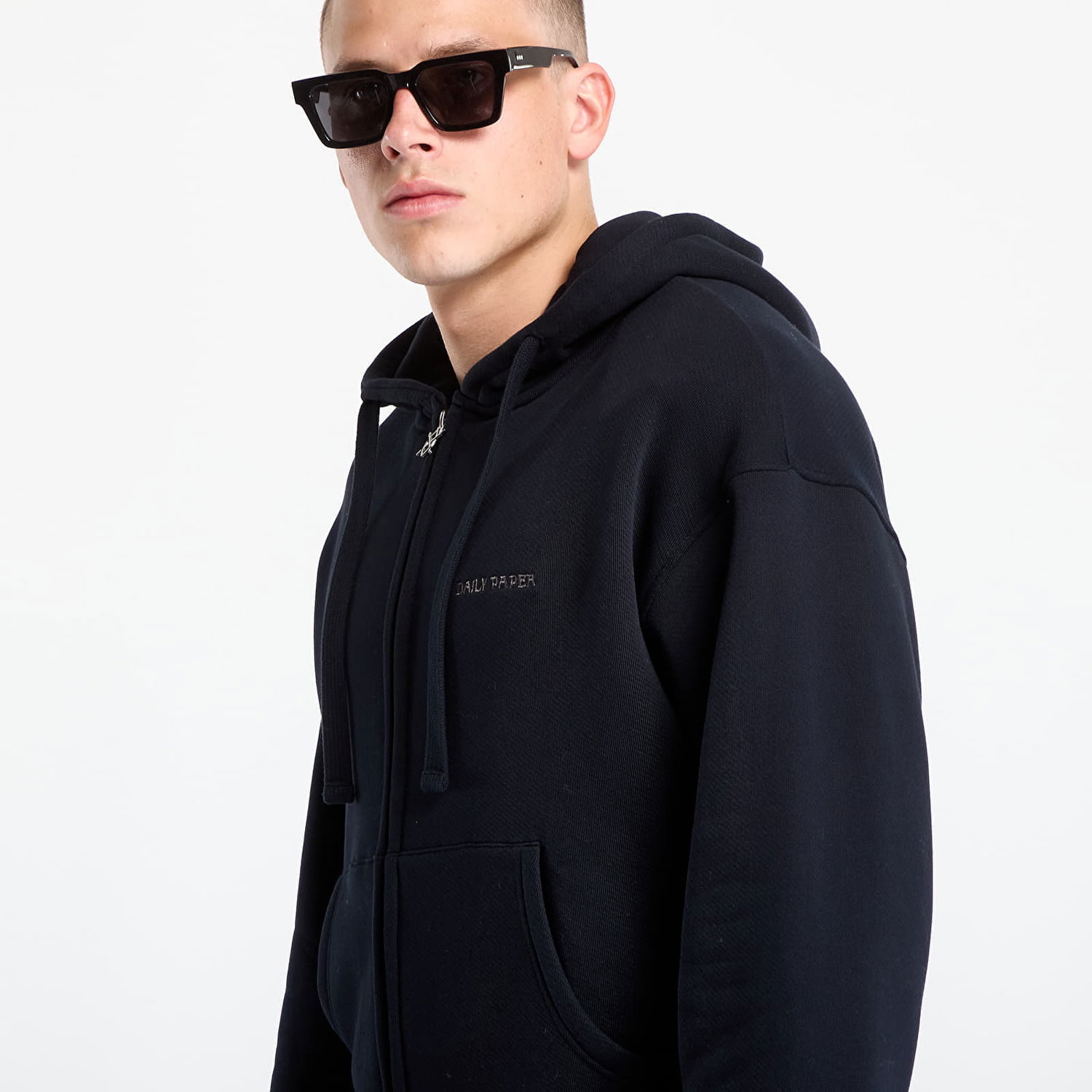 Sweatshirt DAILY PAPER Sweatshirt Boxy Zip Up Hoodie Black Sort | 2521072, 1