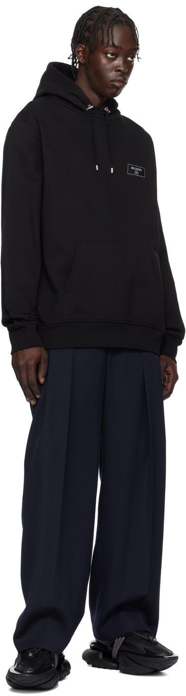 Sweatshirt Balmain Couture Label Black Hoodie Sort | EH1JT047BC91, 3