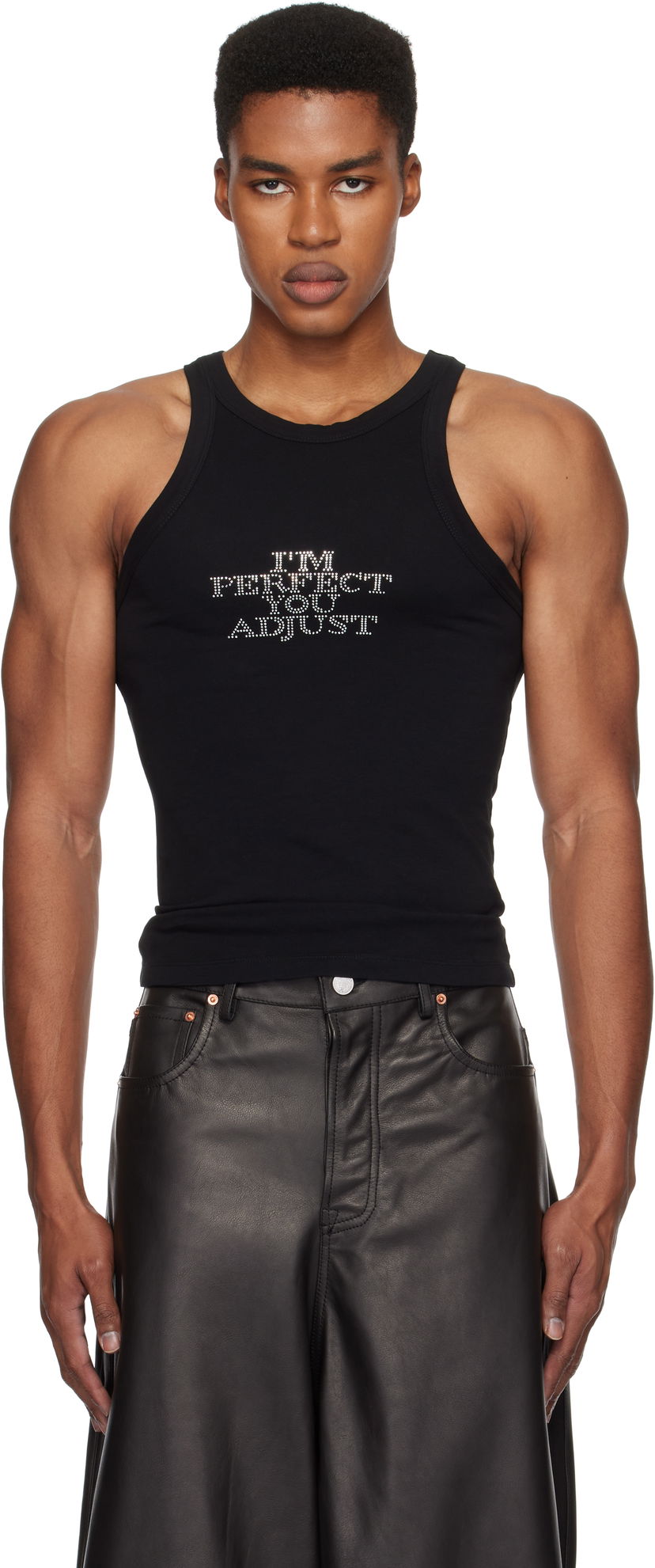 Tanktop VETEMENTS Rhinestone 'I'm Perfect You Adjust' Tank Top Sort | UA66TO610B