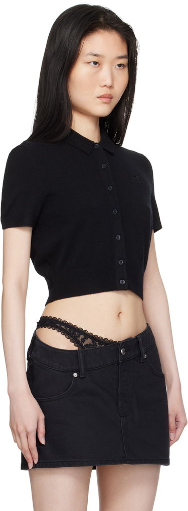 Nederdel Alexander Wang Alexander Wang Embroidered Logo Polo Cardigan Sort | 4KC1253068, 1