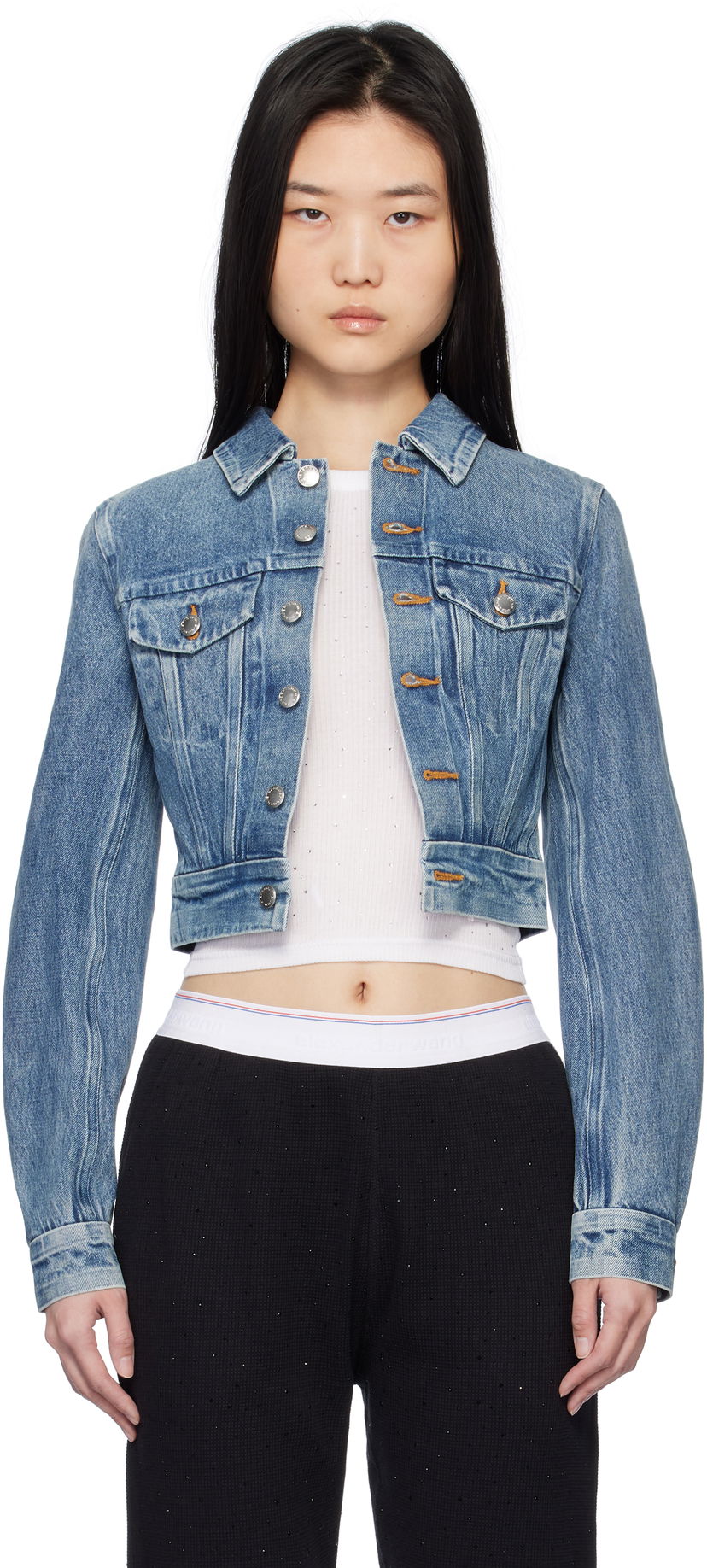 Jakke Alexander Wang Alexander Wang Trucker Denim Jacket Blå | 1WC1252598