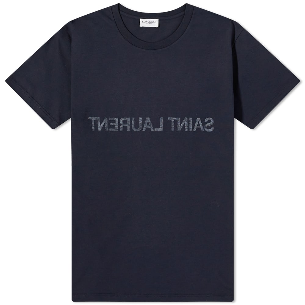 T-shirt Saint Laurent Reverse Logo Crew Neck Tee Mørkeblå | 663278Y36HE-4145, 0