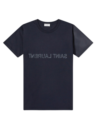 T-shirt Saint Laurent Reverse Logo Crew Neck Tee Mørkeblå | 663278Y36HE-4145