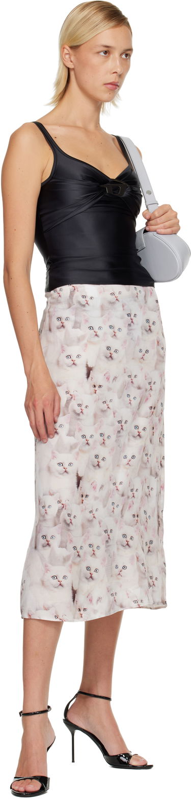 Nederdel Diesel O-Rchid-R1 Cat Print Midi Skirt Hvid | A19618 0GIBV, 3