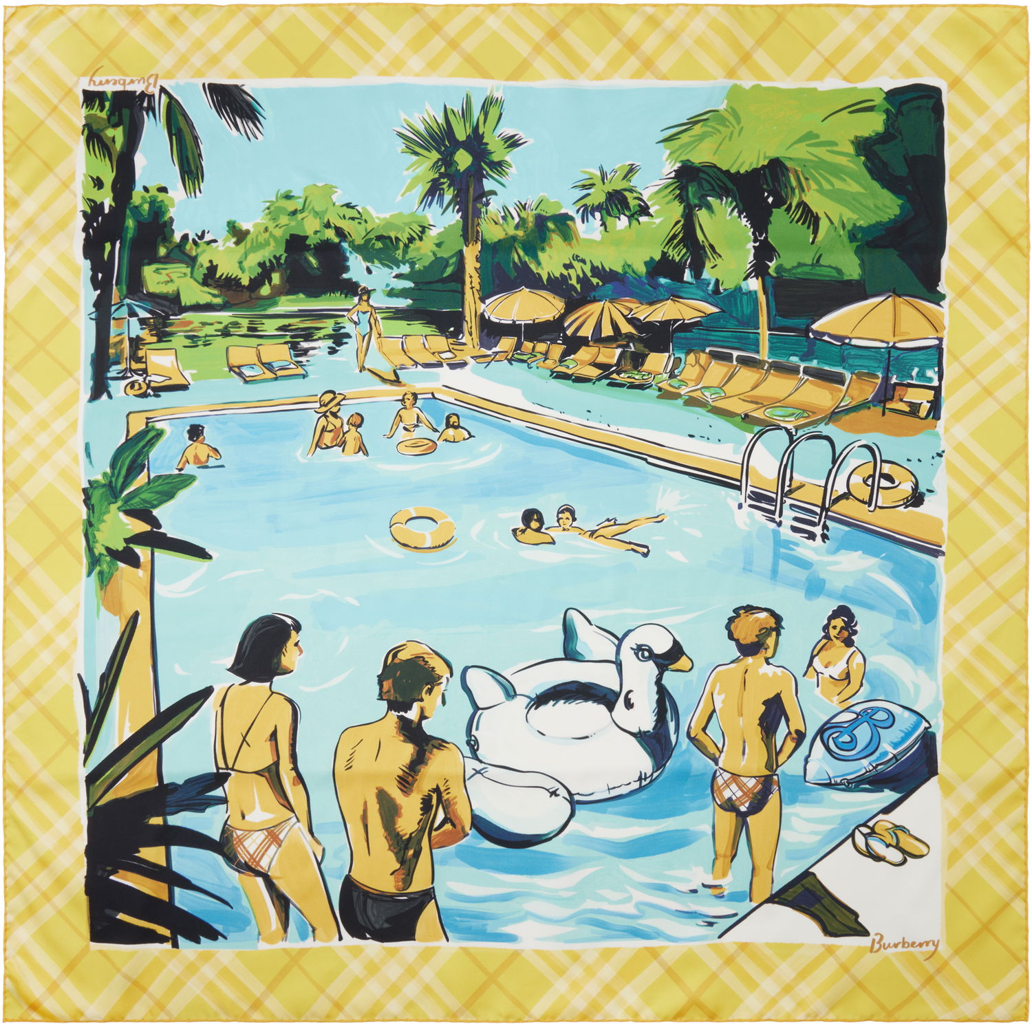 Tørklæde Burberry Burberry Pool Party Print Silk Scarf Gul | 8108249, 0