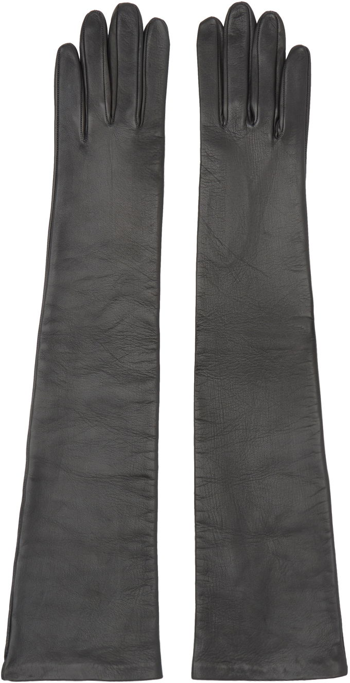 Handsker Dries Van Noten Soft Leather Long Gloves Sort | 242-010103-007
