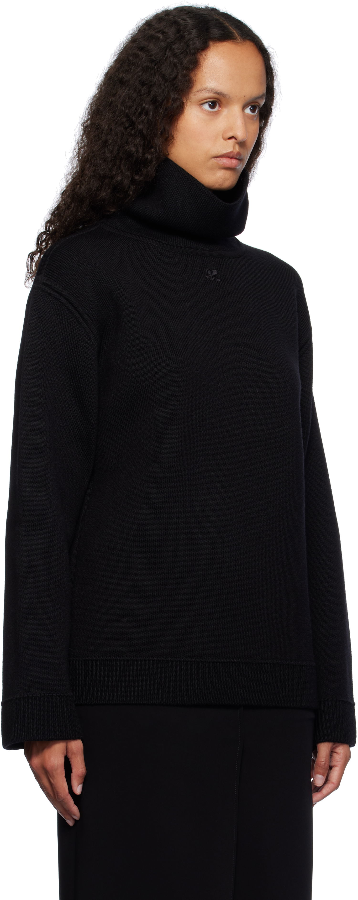 Sweater Courrèges Oversized Mockneck Knit Sweater Sort | 424MPU198FI0036, 1