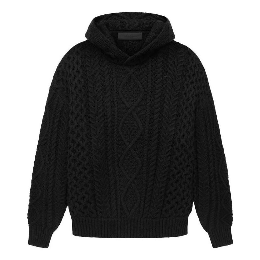 Sweater Fear of God Cable Knit Hoodie Sort | 192SP234390F