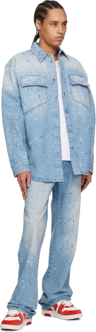 Skjorte Off-White Off-White Paint Splatter Denim Shirt Blå | OMYD05HS25DEN0024684, 3