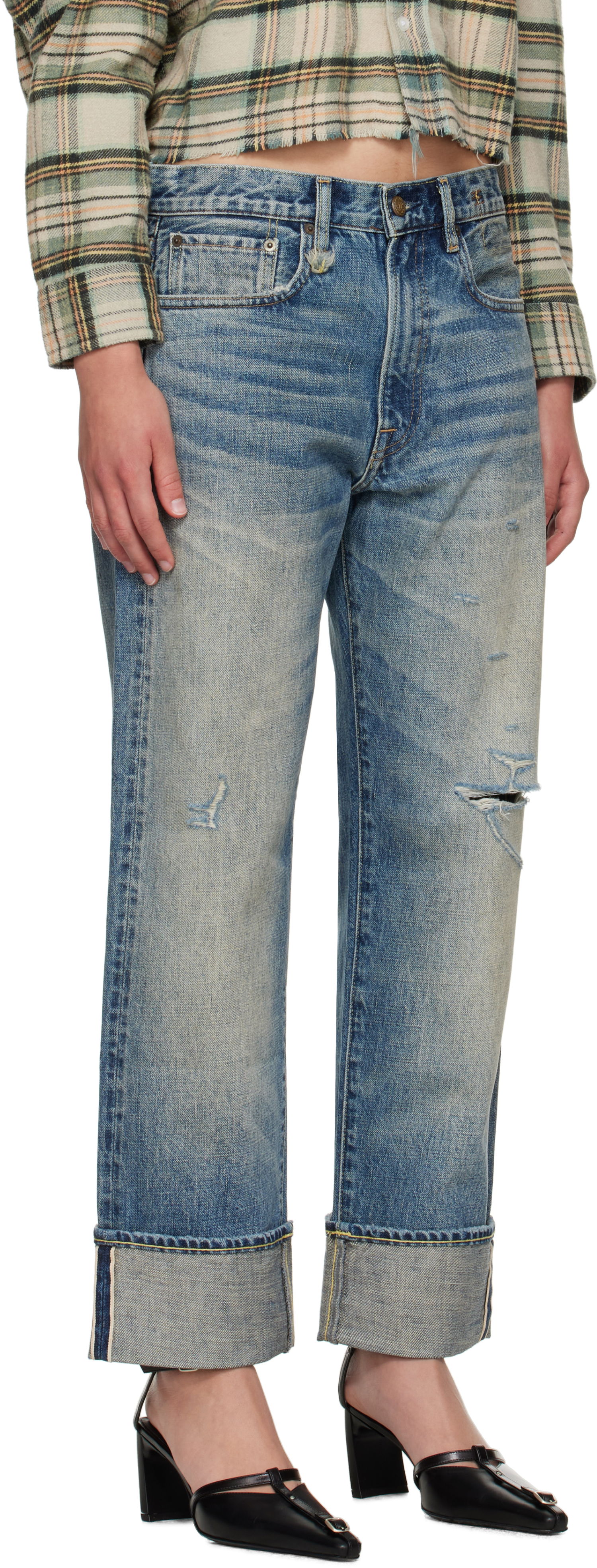 Jeans R13 R13 Cuffed Boyfriend Jeans Blå | R13WD196-D324C, 1