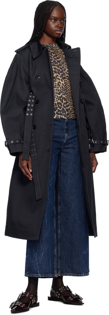 Trenchcoat GANNI Ganni Bonded Cotton Trench Coat Sort | W0395, 3