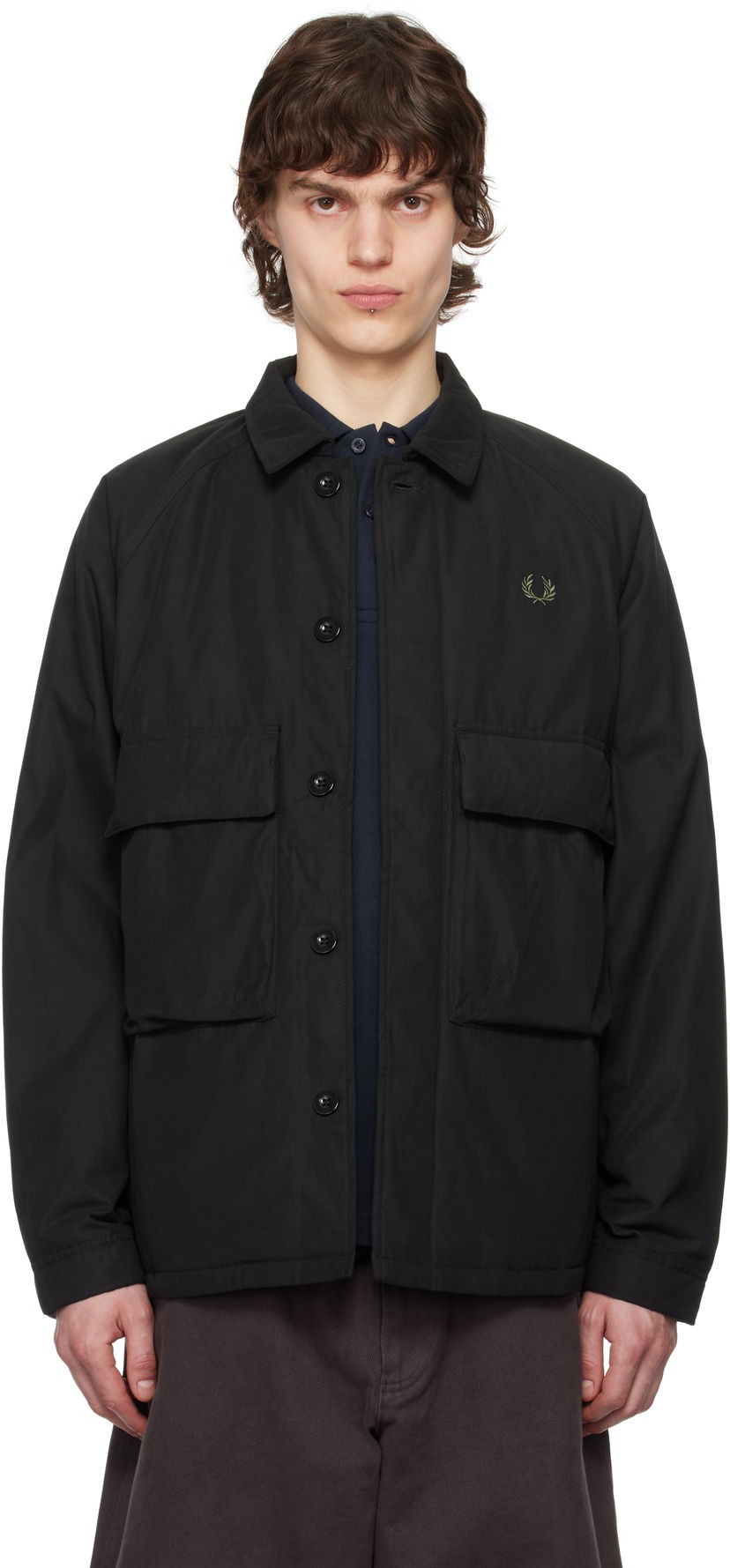 Jakke Fred Perry Fred Perry Padded Raglan Jacket Sort | J8577