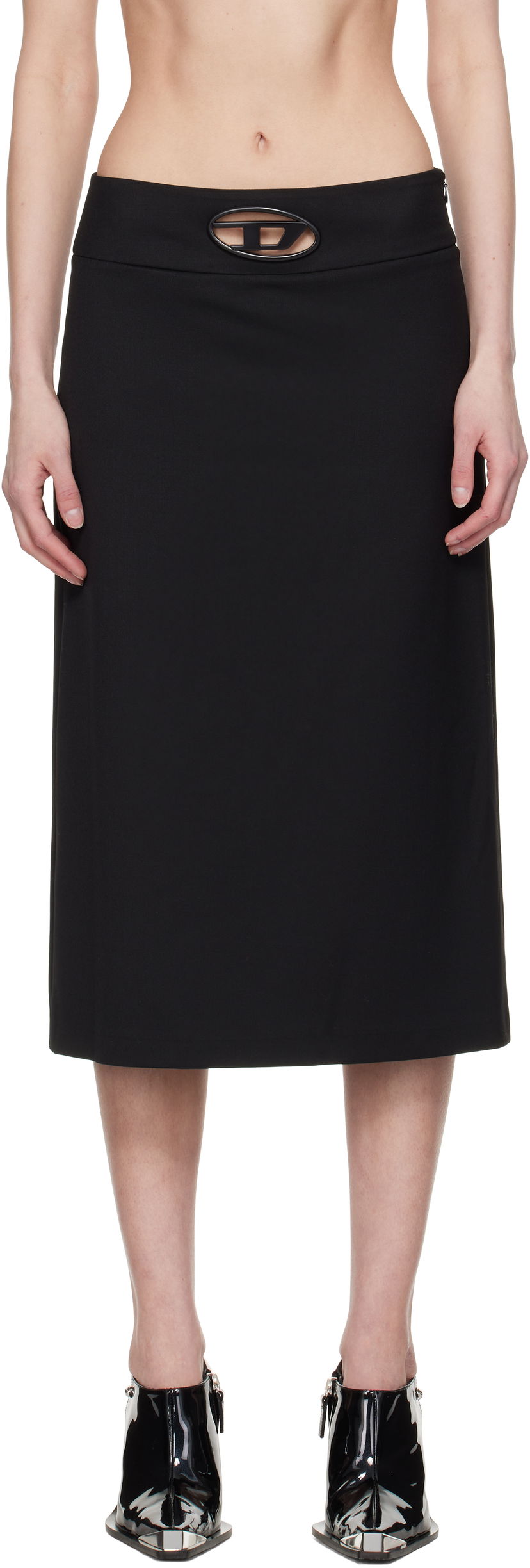 Nederdel Diesel O-Seus Midi Skirt Sort | A17313 0PHAL