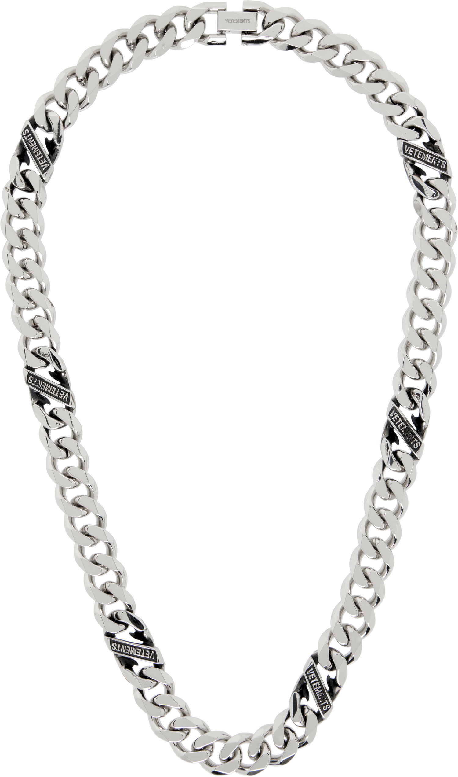 Halskæde VETEMENTS Vetements Silver-Tone Logo Chain Necklace Metalisk | UH76NE850S, 0