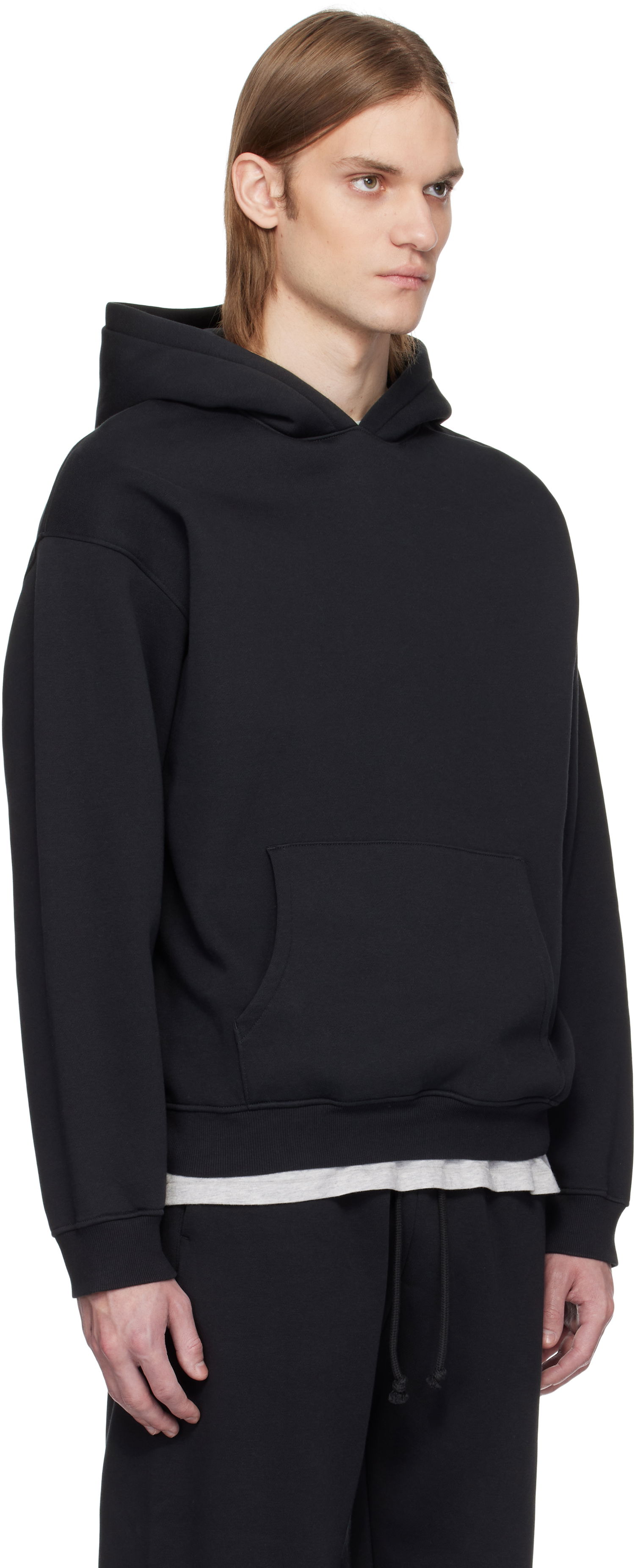 Sweatshirt SKIMS SKIMS Fleece Lounge Relaxed Hoodie Sort | PL-PLO-8461M-WASHED ONYX, 1