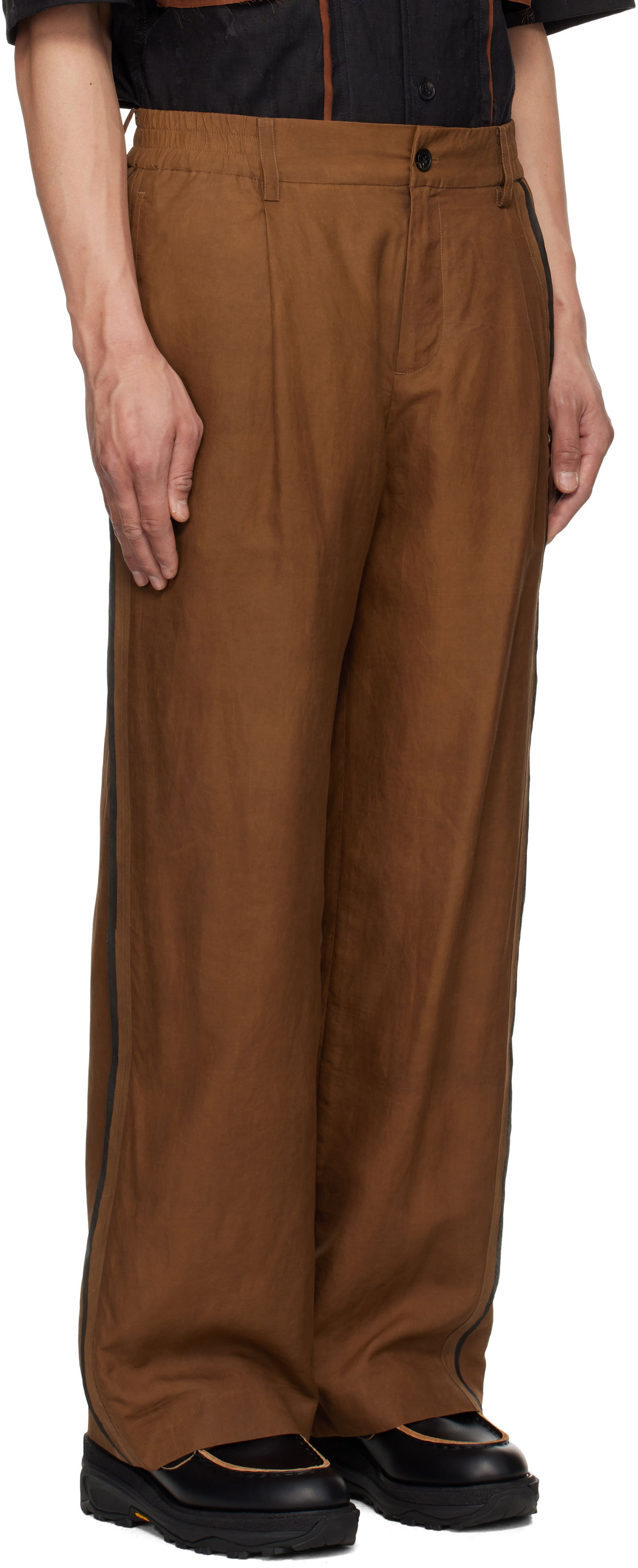 Bukser Feng Chen Wang Feng Chen Wang Silk Trousers Brun | FENG19TR16, 1