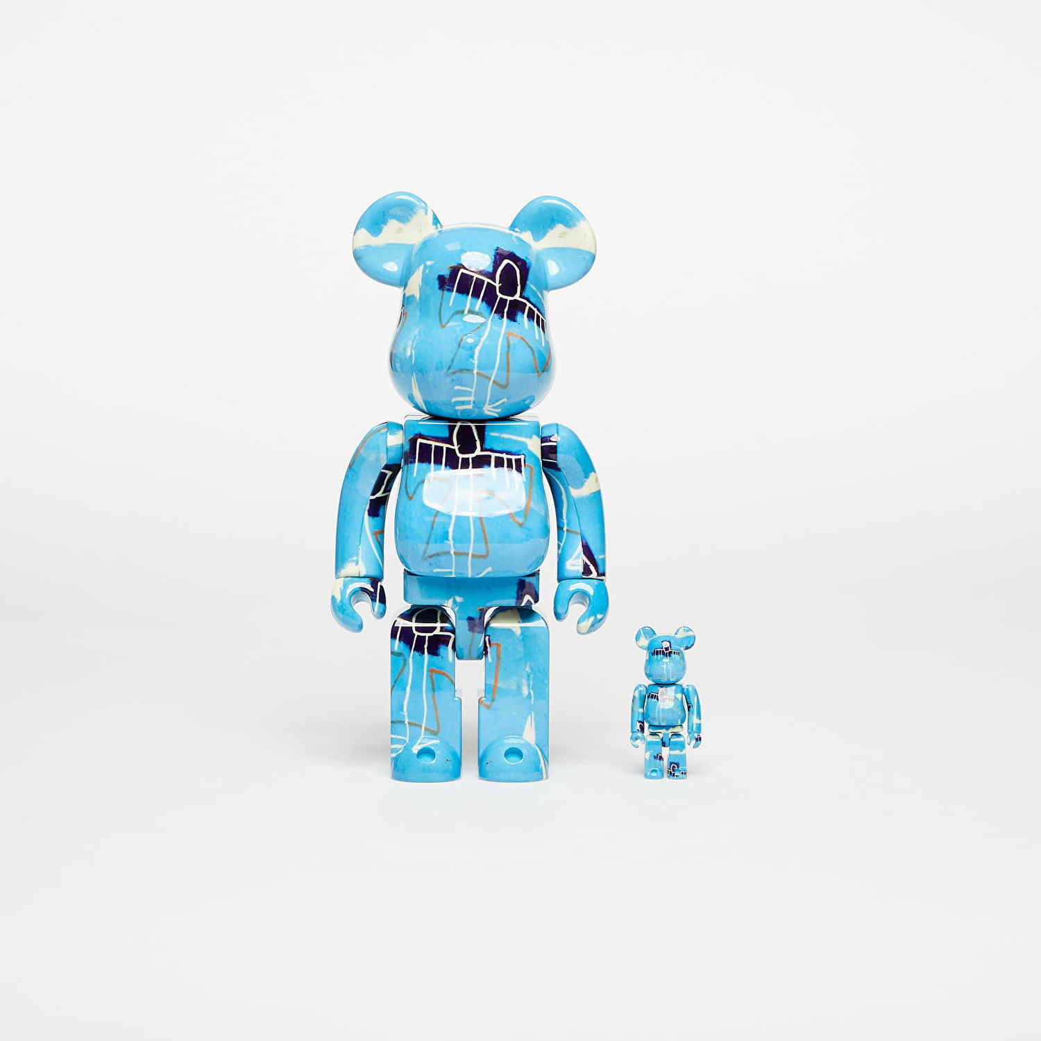 Collectible Medicom Toy BE@RBRICK Jean Michel Basquiat 9 100% & 400% Set Blå | MT_0037, 0