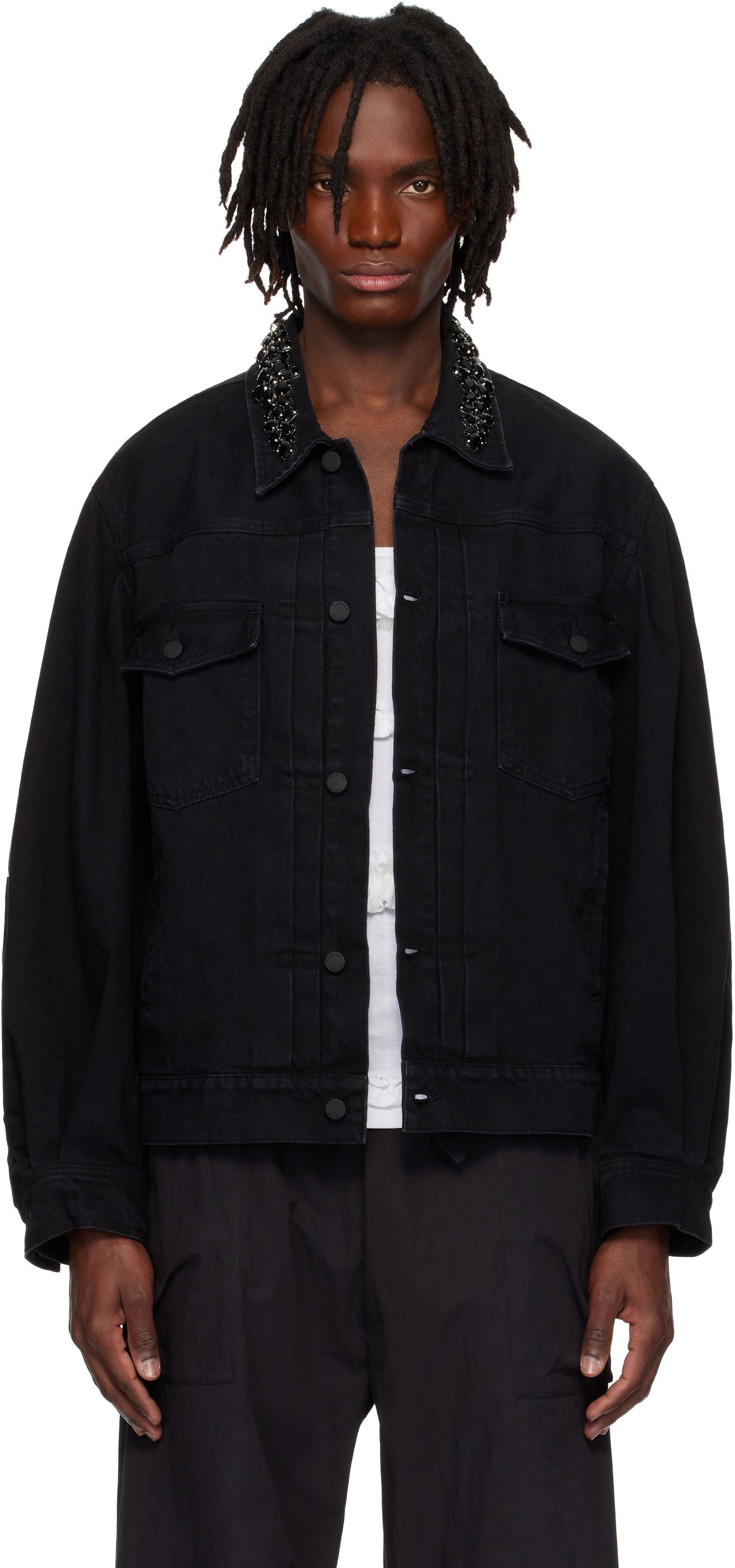 Jakke Simone Rocha Simone Rocha Embellished Denim Jacket Sort | 6116B 1239, 0