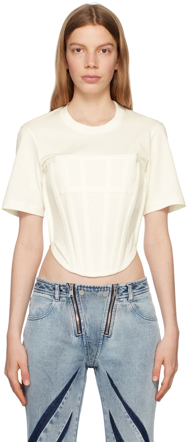 Crop top Dion Lee Corset T-Shirt Hvid | C3097R23