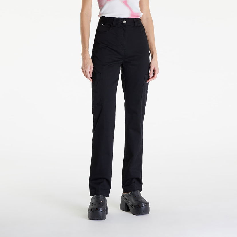 Cargo bukser CALVIN KLEIN Jeans Woven Label High Rise Straight Pant Black Sort | J20J223117 BEH