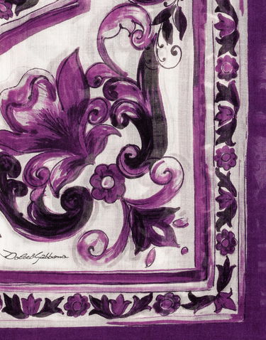 Tørklæde Dolce & Gabbana Dolce & Gabbana Majolica Print Cashmere and Silk Stole Lilla | FS209AGDC6WHP3OA, 3