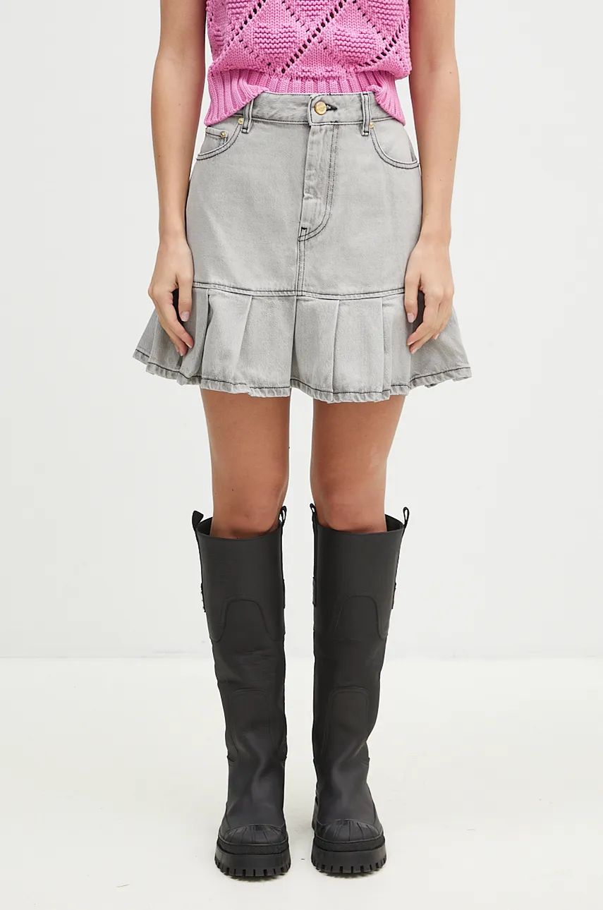 Nederdel GANNI Future Denim Pleated Mini Skirt Grå | J1550, 0