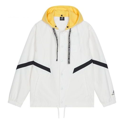 Vindjakke New Balance Logo Print Hooded Jacket Hvid | AMJ13361-IV