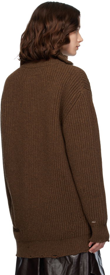 Sweater Maison Margiela MM6 Maison Margiela Ribbed Knit Zip-Up Sweater Brun | S52AM0322 M13138, 2